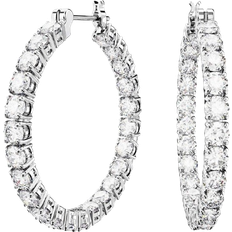 Swarovski Matrix Hoop Earrings - Silver/Transparent