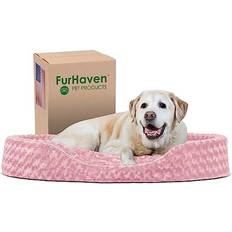 FurHaven Ultra Plush Oval Pet Bed, Jumbo, Strawberry