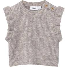 Beige Knitted Vests Children's Clothing Name It Sollar Strik Pullover - Peyote Melange (13222995)