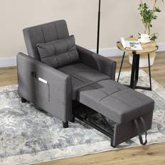 Linen Armchairs Homcom Pull Out Chair Grey Armchair 85cm