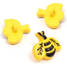 Hemline Yellow Novetly Bee Button 3 Pack