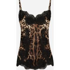 Satin Blouses Dolce & Gabbana Leopard-print satin top with lace inlay