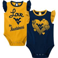 Gold Bodysuits Outerstuff Girls Newborn /Gold West Virginia Mountaineers Spread the Love 2-Pack Bodysuit Set Navy Blue, 0-3 Months NCAA Youth Apparel