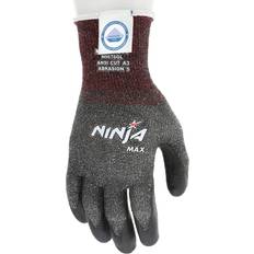 MCR Safety Memphis Ninja Max Gauge Cut Resistant Black DSM Dyneema Bi-Polymer Palm And Fingertip Coated Work Gloves With Knit Wrist