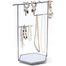 Men Jewellery Stands Mango Steam Hexagon Jewelry Tower Display Stand for Bracelets & Necklaces Silver