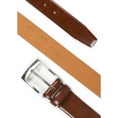 Dents Gloss Mid Brown Logo-engraved Leather Belt
