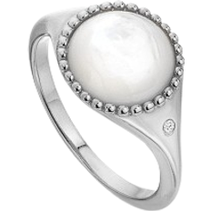 Pearl Rings Hot Diamonds Circle Ring - Silver/Mother of Pearl