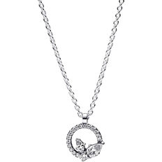 Pandora Sparkling Herbarium Circle & Cluster Pendant Necklace - Silver/Transparent