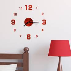 Joom 3D Acrylic Mirror Effect DIY Sticker Red Wall Clock 40cm