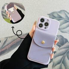 Shein 1pc Simple Liquid Silicone Phone Case Wallet Inner With Dual-Layer Plush For Anti-Shock Protection, Compatible With Iphone