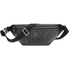 Black - Leather Bum Bags Guess Vezzola Eco Quattro G Bum Bag - Black