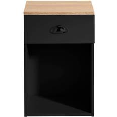 House & Homestyle Lilsbury Black/Natural Bedside Table 32x32cm