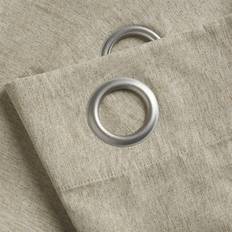 Linen Curtains & Accessories 137cm, Beige Blackout Linen Look Eyelet Ring