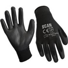 Scan Work Gloves Scan PU Coated Work Gloves Black Pack of