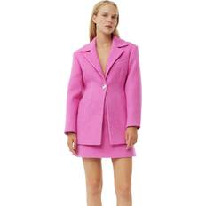 Pink - Women Blazers Ganni Twill Wool-Blend Suiting Fitted Blazer 40/UK Pink
