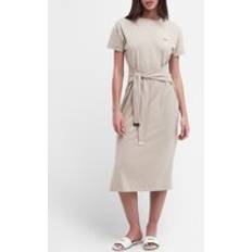 Barbour International Whitson Stretch Ribbed-Cotton Midi Dress Beige