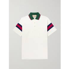 Gucci Polo Shirts Gucci Striped Cotton-Piqué Polo Shirt Men White