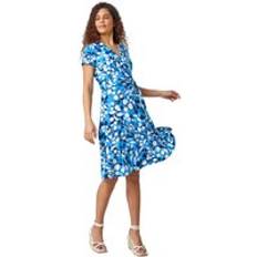 Florals - Turquoise Dresses Roman Floral Stretch Wrap Skater Dress Turquoise