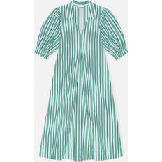 Stripes Dresses Ganni Striped Organic Cotton Maxi Dress 40/UK Green