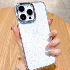 Shein Transparent Metal Frame Sparkling Phone Case For Women, Compatible With Iphone Models