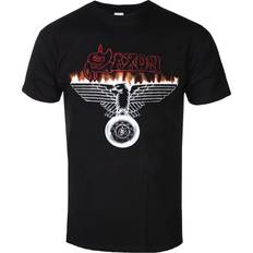 Saxon XL, Black T Shirt Wheels Of Steel Eagle Band Logo new Official Mens Black
