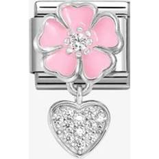 Pink Charms & Pendants Nomination CLASSIC Pink Flower Heart Dropper Charm 331814/01