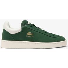 Lacoste Men Shoes Lacoste Men's Baseshot Premium Leather Trainers Dark Green & Off White