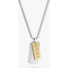 Jewellery Sets BOSS Box-chain necklace with branded double-tag pendant Silver