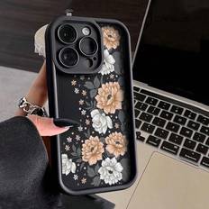 Shein 1pc Personalized Simple Flower Decor Thickened Anti-Fall Phone Case For Iphone/Samsung Series