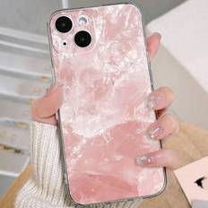 Shein 1pc Hand-Painted Pink Marble Pattern Printed Phone Case Compatible With Iphone/Samsung Phones