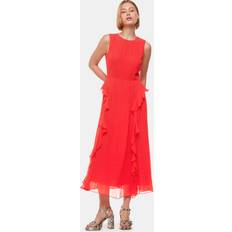 Long Sleeves Dresses Whistles Nellie Frill Detail Midi Dress, Red