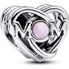 Opal Charms & Pendants Pandora Openwork Mom & Heart Charm - Silver/Opal