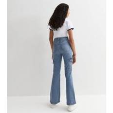 New Look Girls Blue High Waist Flared Cargo Jeans