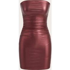 Midi Dresses - Red Shein Women's Plus Pleated Off-Shoulder Dress