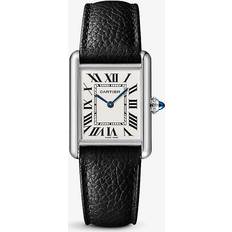 Cartier Steel/ Black CRWSTA0041 Tank Must Large Stainless-steel and Grained-leather