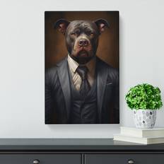 Happy Larry Staffordshire Bull Terrier a Suit Painting