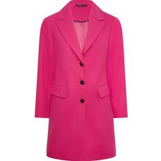 Pink - W36 - Women Clothing Yours Curve Midi Formal Coat Plus Size - Pink