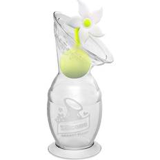Haakaa Milchpumpe, mit Saugfuß 150ml inkl. Blumenverschluss Set weiß transparent