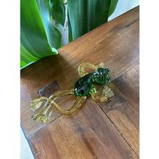 Happy Larry Style-2 Hand Blown Glass Green Frogs Statue, Crystal Sculpture Birthday Gift