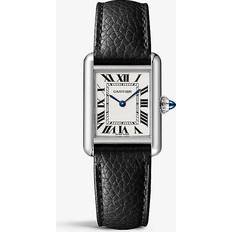 Cartier Women Watches Cartier Steel/ Black CRWSTA0042 Tank Must Small Stainless-steel and Grained-leather