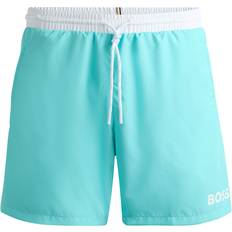 Blue - Men Swimwear BOSS Quick-dry swim shorts with contrast details Turquoise
