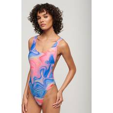 Superdry Swimsuits Superdry Marble Print Scoop Back Swimsuit, Multi