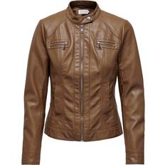 Leather Jackets - S - Women Only Bandit Short Jacket - Brun/Cognac