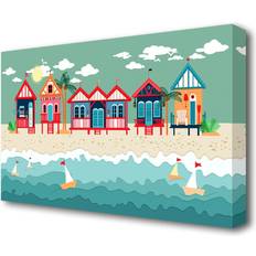 East Urban Home Beach Huts and Sailboats Beach - Wrapped Graphic Print