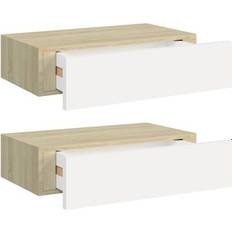 vidaXL 330250 Oak/White Wall Shelf 40cm 2pcs