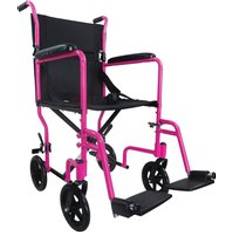 Loops Compact Attendant Propelled Lightweight Aluminium Transit Wheelchair Pink