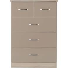 Metal Chest of Drawers SECONIQUE Nevada Oyster Gloss/Light Oak Chest of Drawer 81x115.5cm