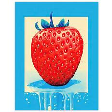 Wee Blue Coo Single strawberry fruit in ice frame art