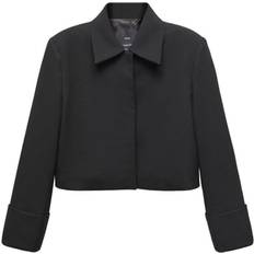 Mango Blazers Mango Colorado Cropped Suit Jacket, Black