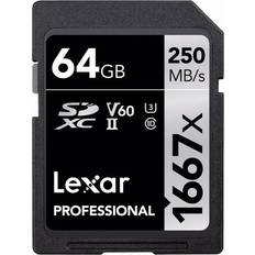 Class 10 - SDXC Memory Cards LEXAR Professional SDXC Class 10 UHS-II U3 V60 250/80MB/s 64GB (1667x)